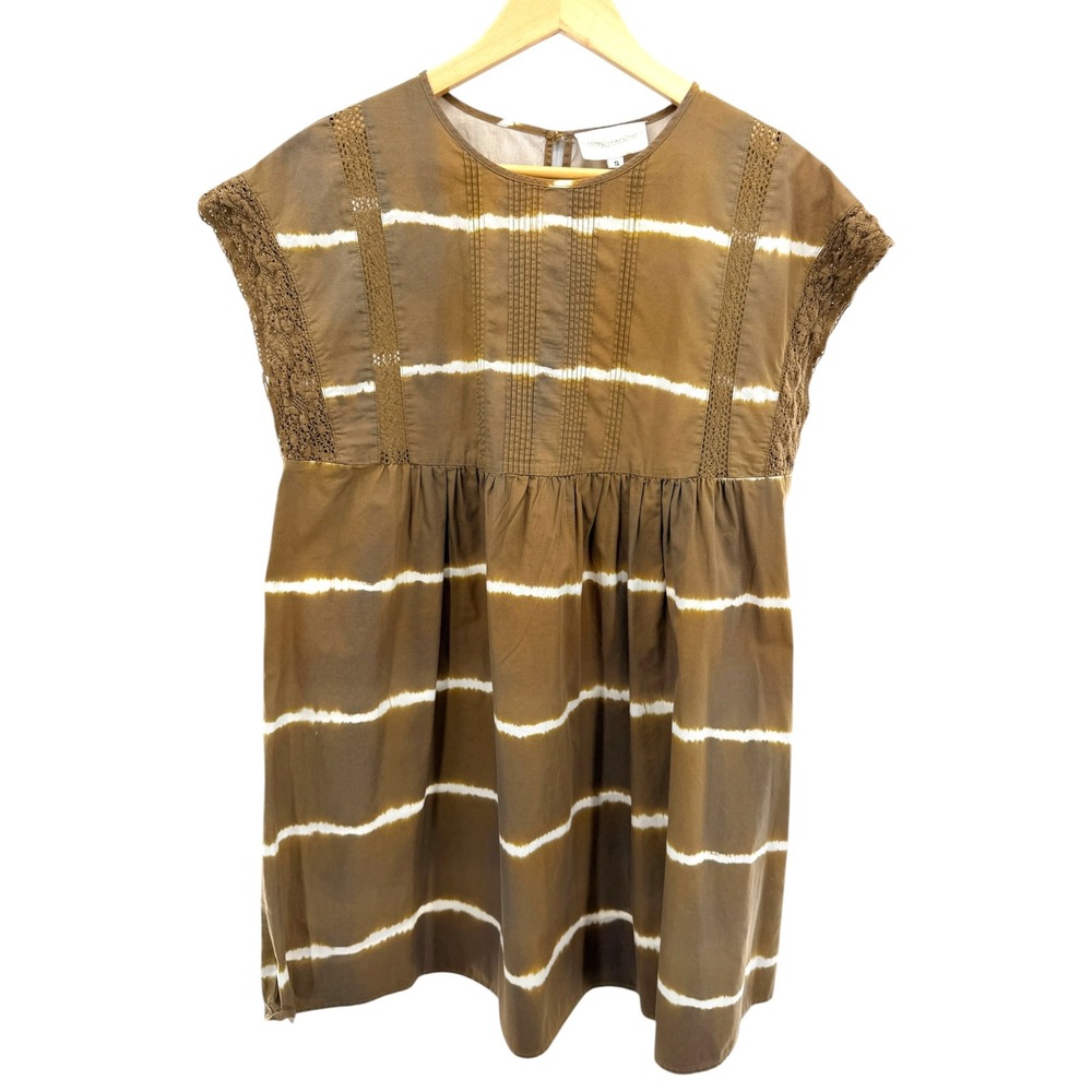 Anthropologie Moss Tie Dye Brigid Tunic Dress Crochet Stripe Corey Lynn Calter S